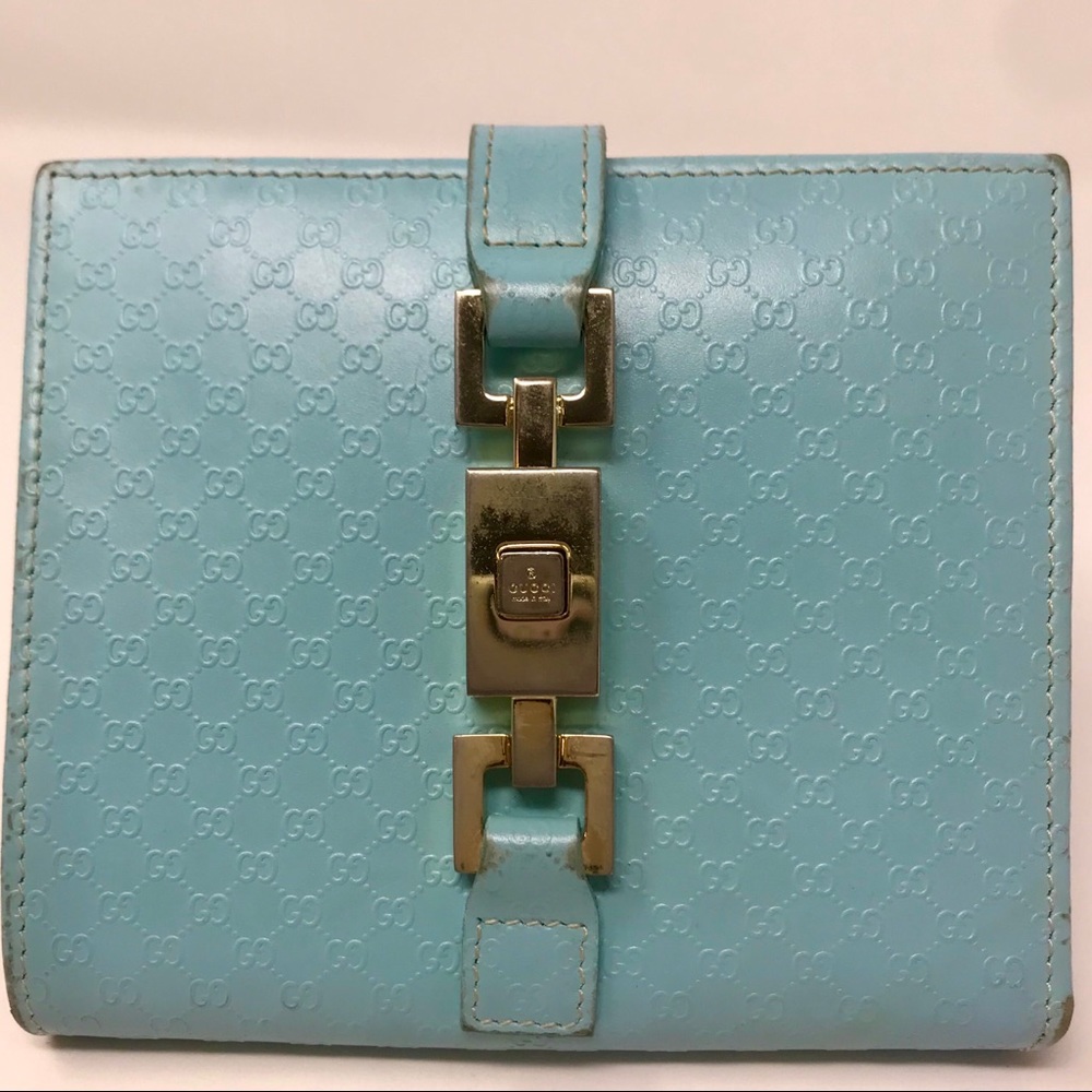 Gucci Robin Egg Blue MicroGG Leather Jackie Wallet - Picture 2 of 8